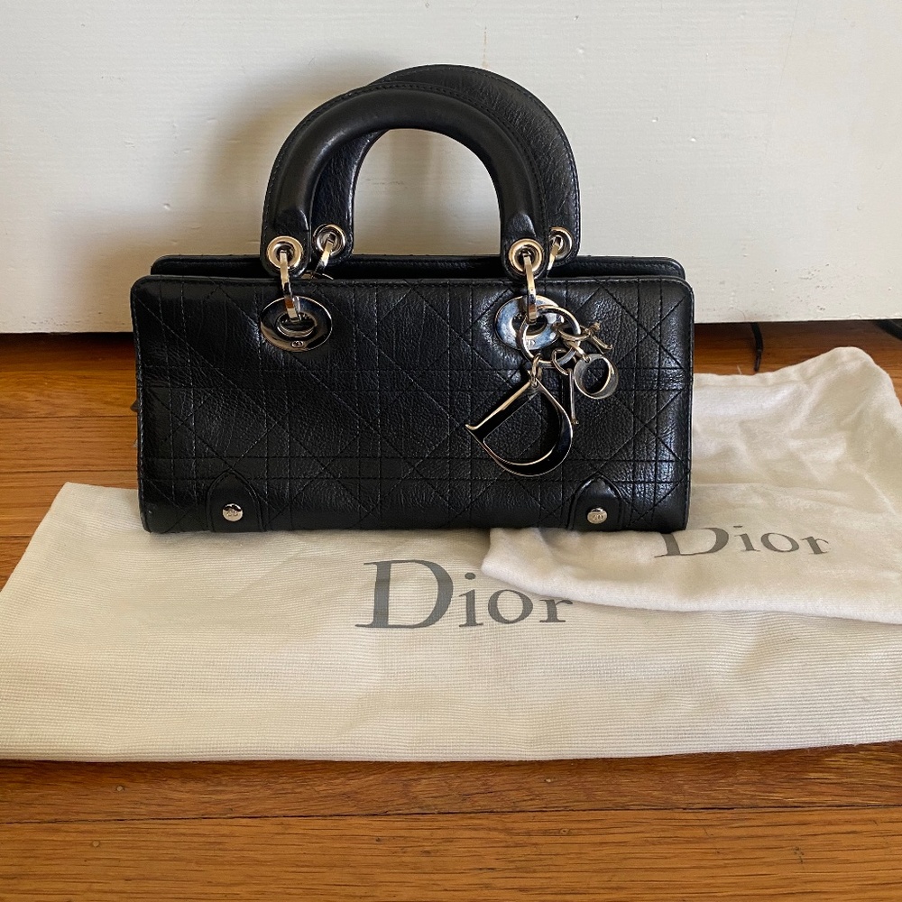 Authentic Y2K Dior Galliano era black leather handbag with lock!